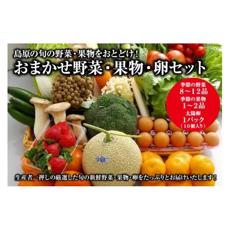長崎県島原市　通販　ふるさと納税　AF059島原の旬の野菜・果物！おまかせ野菜・果物・卵セット