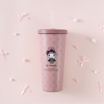 小緞帶系列不鏽鋼陶瓷易潔層吸管杯710ML