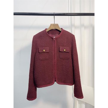 法式小香風外套女春秋酒紅咖色女神本命年高定名媛氣質短上衣