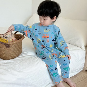 春秋兒童連體睡衣純棉寶寶睡袋分腿防踢被無骨男童女童卡通家居服鑫弘-萌寶童裝可開發票