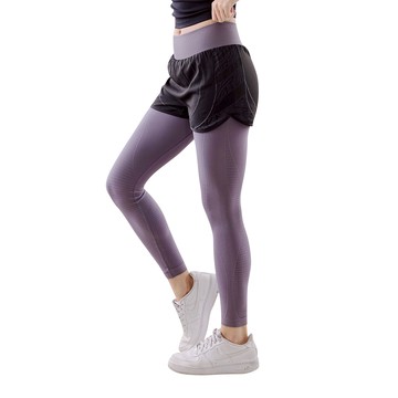 CHEAUCHI 巧奇 石墨烯彈力輕塑褲 假2件褲，高腰寬版設計，吸濕排汗透氣快乾，含61%石墨烯  M/L  黑/灰