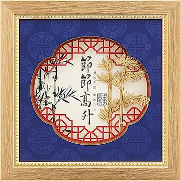 金箔畫 純金 *金鴻喜系列*竹報平安【節節高昇】...23x23cm