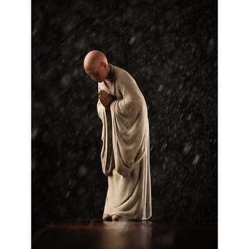 中式創意紫砂小和尚擺件禪意家居佛系裝飾陶瓷工藝品茶室桌面擺設