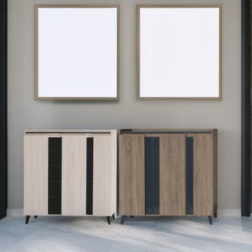 文創集 貝克3.7尺三門鞋櫃(二色可選)-110x39x127-cm免組