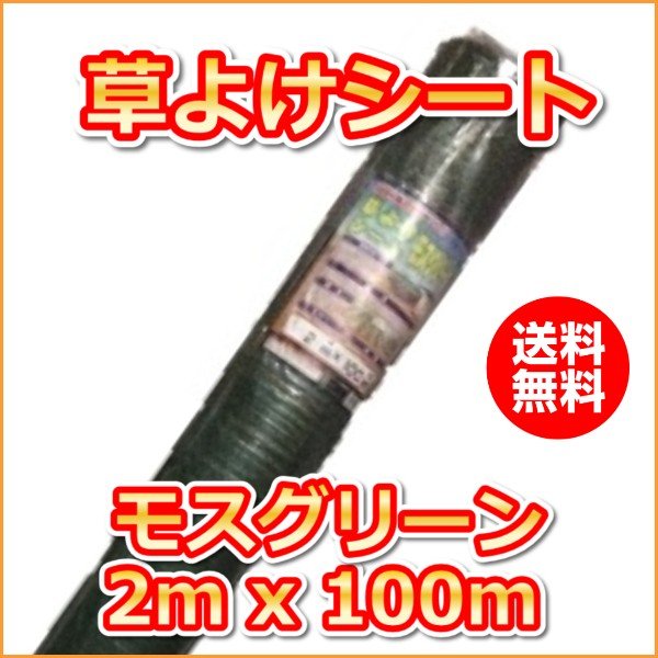 (抗菌剤入)草よけシート　モスグリーン(2mx100m)（送料込）