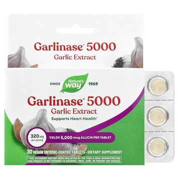 Nature's Way, Garlinase® 5000，大蒜提取物，320 毫克，30 片全素腸溶包衣片