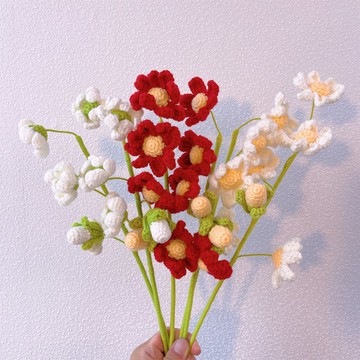 手作鉤織清新雛菊大尺寸花莖擺飾