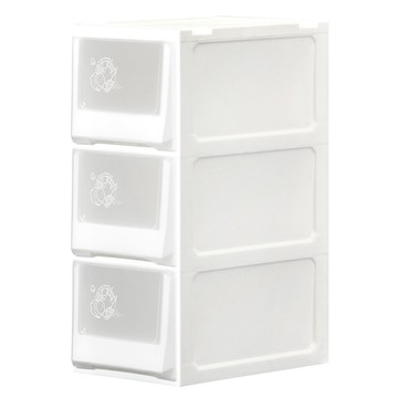 livinbox 三層27cm收納櫃 275*438*651mm  白色 + 透明色  1個