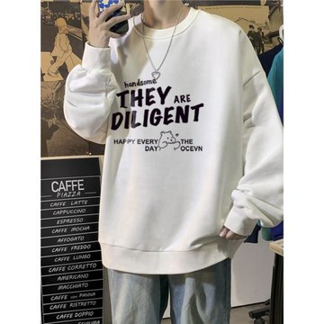 純棉男士圓領運動衛衣2024新春秋款冬季青少年潮流牌寬松學生外套