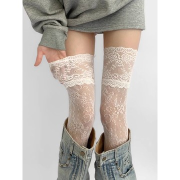 🚚隔日到貨🚚花邊蕾絲性感鏤空超薄jk長筒襪白色過膝襪甜美日係花邊襪 鏤空蕾絲大腿襪 學院風蕾絲襪 蕾絲長襪 花邊長襪
