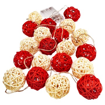 iINDOORS 籐球燈串  電池款 豔紅聖誕  200cm 長/串  3號電池 x3  1個