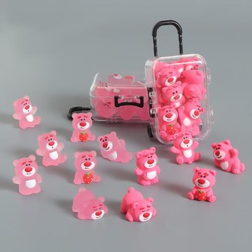可愛草莓熊公仔小擺件行李箱模型兒童過家家車載桌面裝飾品小配件