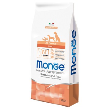 MonGe 瑪恩吉 1歲以上成犬 天然呵護 乾飼料  1袋  12kg  鮭魚 + 米