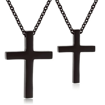 《316小舖》【E479】(優質鈦鋼情侶項鏈-魅力十字情人項鍊/金項鍊/男項鍊/女項鍊/十字架項鏈/黑項鍊/銀項鍊)