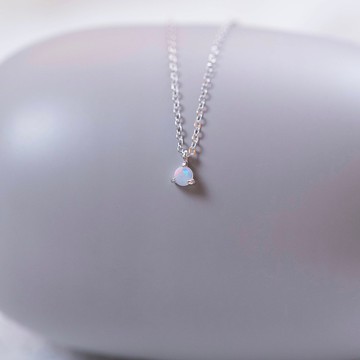 蛋白石925純銀誕生石項鍊-十月誕生石