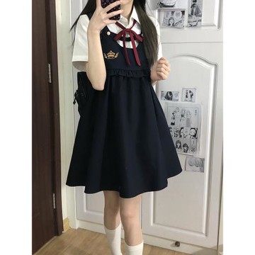 東京歲時記JK制服甜美可愛夏連身連衣裙刺繡護奶裙天使之冠卡奶裙