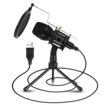 廠家直供私模USB電容麥克風電腦桌面有線錄音話筒帶支架【宜家良品百貨】