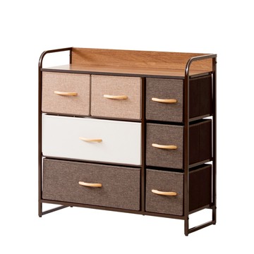 【Amos】布藝摩卡三層七抽收納櫃摩卡拿鐵