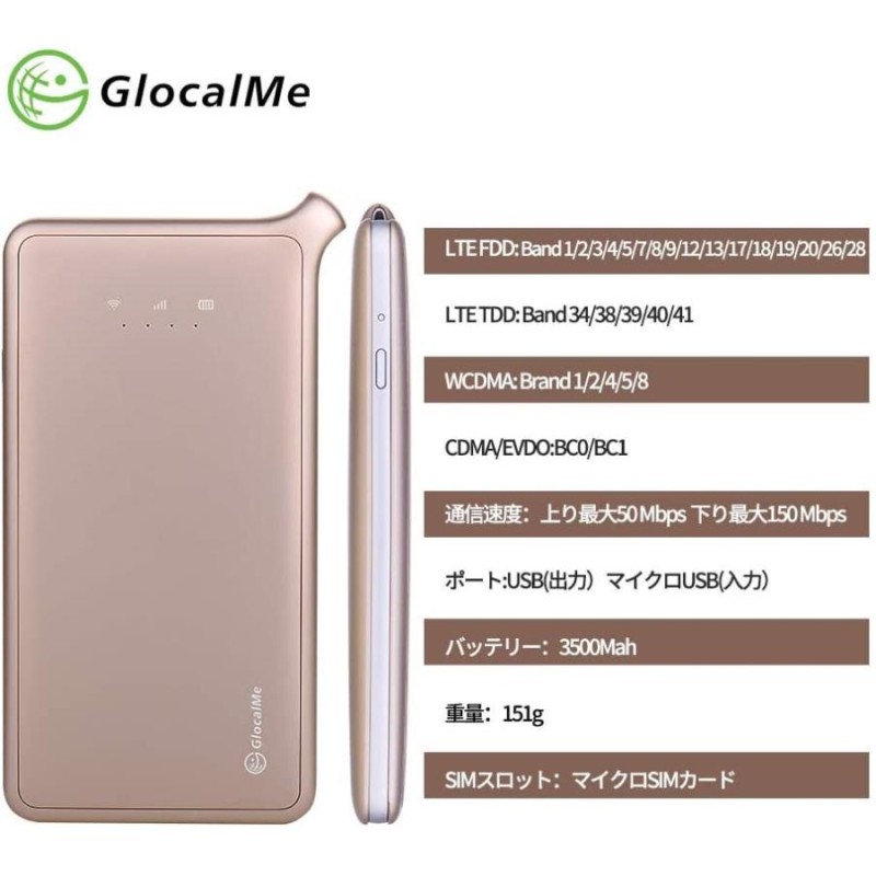 GlocalMe U2S モバイル Wi-Fi ルーター 1.1ギガ分のグローバルデータ