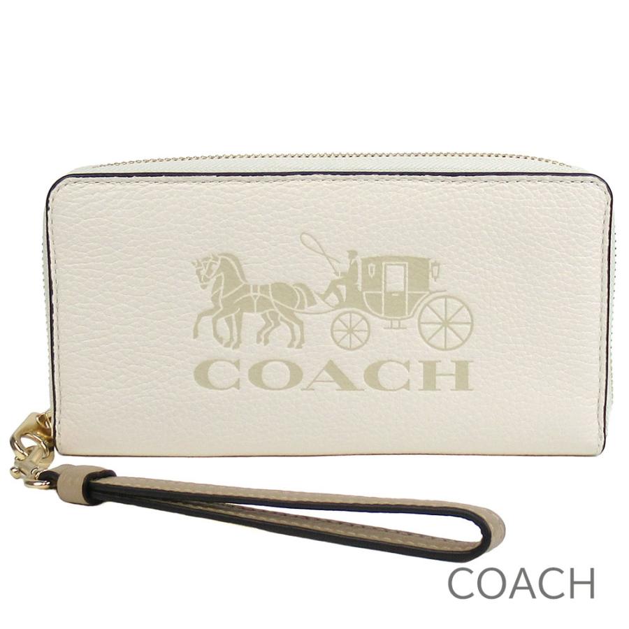 COACH 2つ折り財布 馬車金具 ホワイト シグネチャー