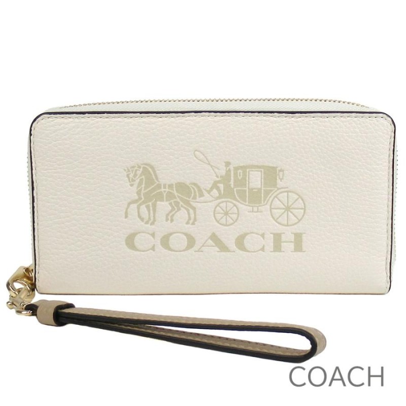 コーチ 長財布 レディース COACH レザー ストラップ付き 馬車モチーフ