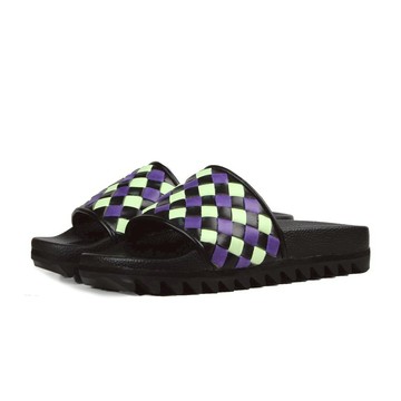 Sweet Villians M1210 馬賽克閃閃怪真皮編織涼鞋 黑紫綠