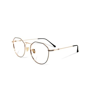 霓光的悠然畫框│韓流造型幾何設計款輕量流砂金框UV400濾藍光眼鏡 流砂金