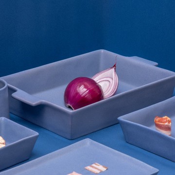 瑪黑家居 莫蘭迪絕美調色盤 陶瓷雙耳深餐／烤盤 靜藍