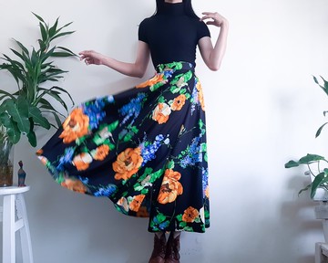 復古 20 世紀 70 年代花卉裹身長裙嬉皮波西米亞風裙 Xs-L 碼裹身