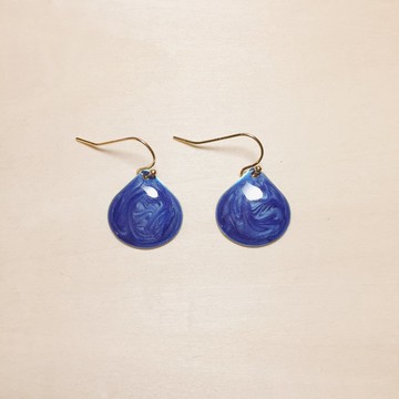 復古寶藍滴釉胖水滴耳環