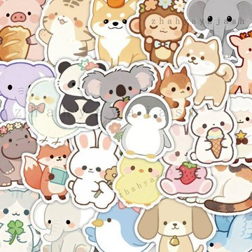 🚚【臺灣出貨】204張治癒動物貓咪狗貼紙卡通可愛兒童手賬筆記本電腦裝飾貼畫