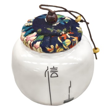 經典白瓷布蓋小茶罐 陶瓷 白色  1個