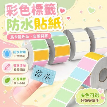 💥現貨💖隔日到貨💖彩色標簽 標籤貼紙 防水標籤 寫字標籤 不留膠 自便簽 不幹膠  馬卡龍色系 深色 淺色 自帶背
