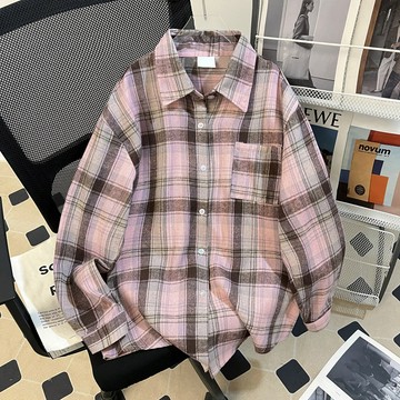 【🍒櫻桃大尺碼】大尺碼襯衫 開衫格子襯衫外套女春秋季上衣