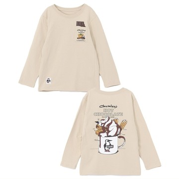 CHUMS Kids Hot Chocolate Pocket Brushed L/S T-Shirt 中大童 長袖上衣 米灰色 CH211413G057