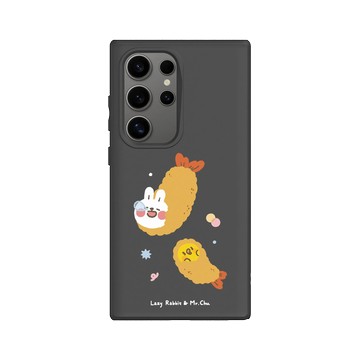 Galaxy S24 Ultra SolidSuit 黑 - 懶散兔與啾先生 Lazy Rabbit and Mr.Chu - 炸蝦