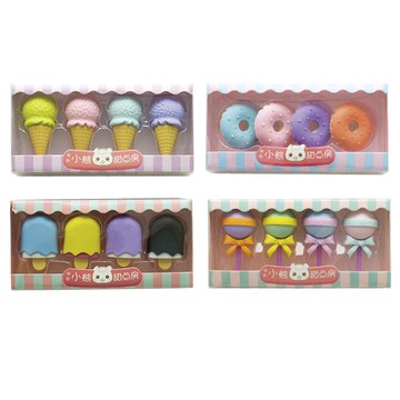 甜點盒裝橡皮擦(4入) (款式隨機出貨)