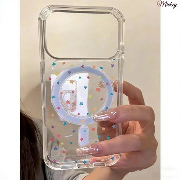滿屏彩色小星星適用蘋果17promax手機殼iPhone16/15/14磁吸簡約13