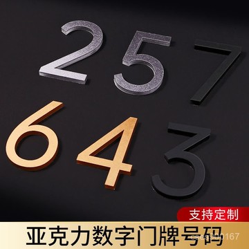 好貨下殺🌈3D立體字定製號碼牌數字亞剋力高檔金色數字創意房門牌號貼字墻貼 WB4C