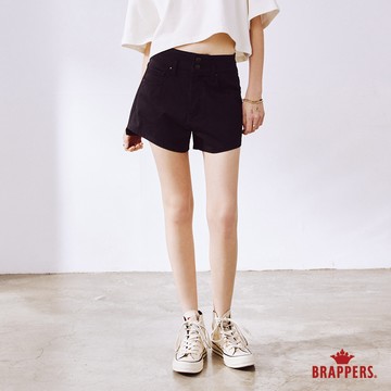 BRAPPERS 女款 Boy friend系列-高腰彈性短褲-黑