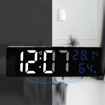 簡約LED多功能鏡面鐘鬧鐘i電池款大屏幕電子鬧鐘LED時鐘i時尚臺鐘