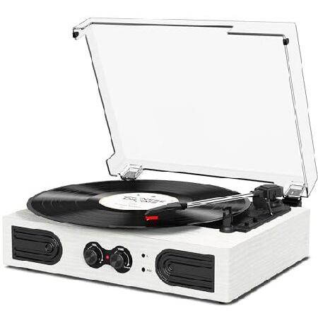 Vinyl Record Player with Built-in Stereo Speakers and Bass Adjust, Vintage 3-Speed Portable LP Turntable with Upgraded Audio Sound, Bluetoo 並行輸入品