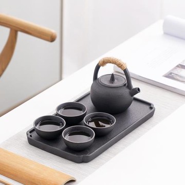 廠家小東西黑陶旅行功夫茶具套裝 陶瓷簡約1壺4杯禮盒禮品加logo
