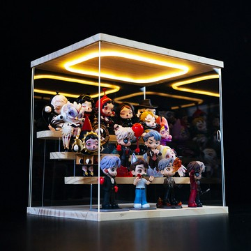 盲盒展示盒手辦亞克力收納盒泡泡瑪特公仔萌粒燈光階梯陳列防塵罩