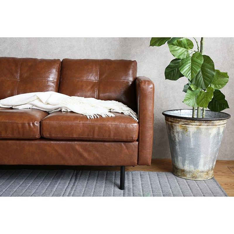 3P フェイク レザーソファ ヴィンテージ調 3人掛けソファ 3Pソファ
