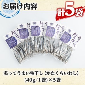 akune-2-211 鹿児島県阿久根市産生干し「かたくちいわし」(計5袋・1袋40g)国産 魚介 干物 イワシ 鰯 がらんつ干物 2-211