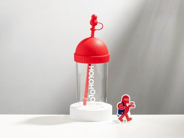 【HOLOHOLO】HAT CUP 帽帽吸管杯 590ml (玻璃杯/3色) 附專屬貼紙