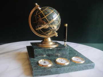 【老時光 OLD-TIME】早期二手台灣製大理石座地球儀筆座擺飾品