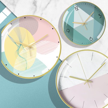 亞馬遜爆款輕奢北歐掛鐘創意金屬藝術簡約時鐘客廳餐廳掛表定制做
