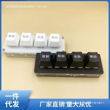 有線快捷小鍵盤 4鍵復制粘貼全選剪切 黑白色迷你機械鍵盤姜武